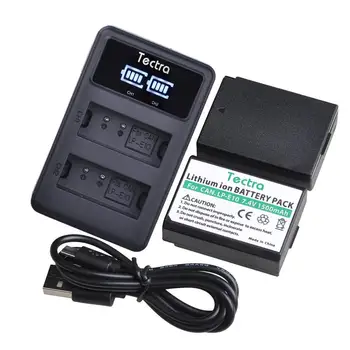 

Tectra 2pc LP-E10 LPE10 Camera Battery+LED Dual Charger/USB Cable for Canon EOS 1100D 1200D 1300D 2000D Rebel T3 T5