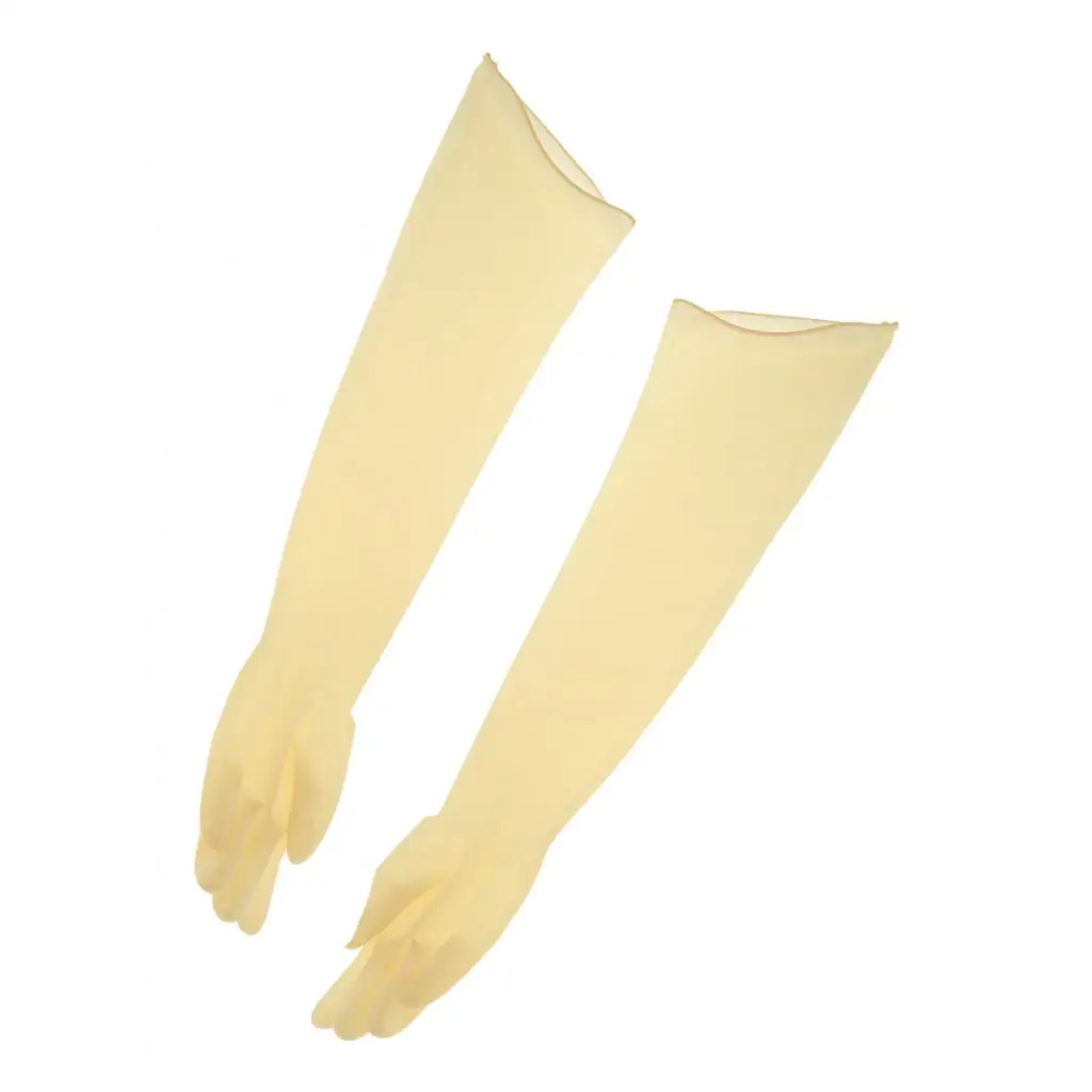 1pair 70cm Industrial Lab Solvent Chemical Resistant Latex Work Glove Yellow