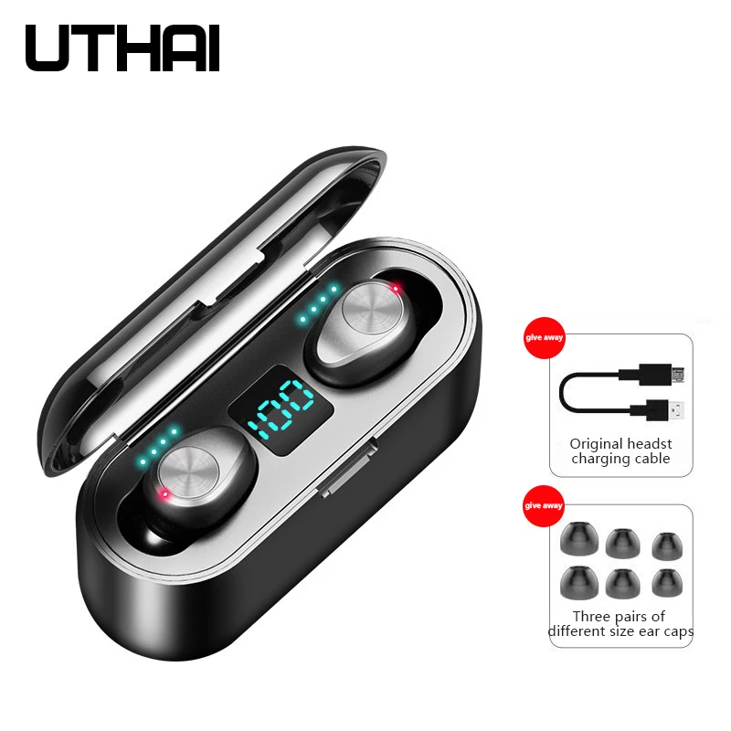 UTHAI D12 Wireless Bluetooth 5.0 Headphones TWS Waterproof Handsfree Noise Reduction Game Sports Headphones