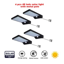 2/4pcs 48 LEDs Solar Powered Wall Light Infrared & Light Sensor Wireless Outdoor IP65 Waterproof Security Lighting for Doorway s