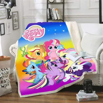 

My Little Pony Funny Character Blanket 3D Print Sherpa Blanket on Bed Home Textiles Dreamlike Style 05
