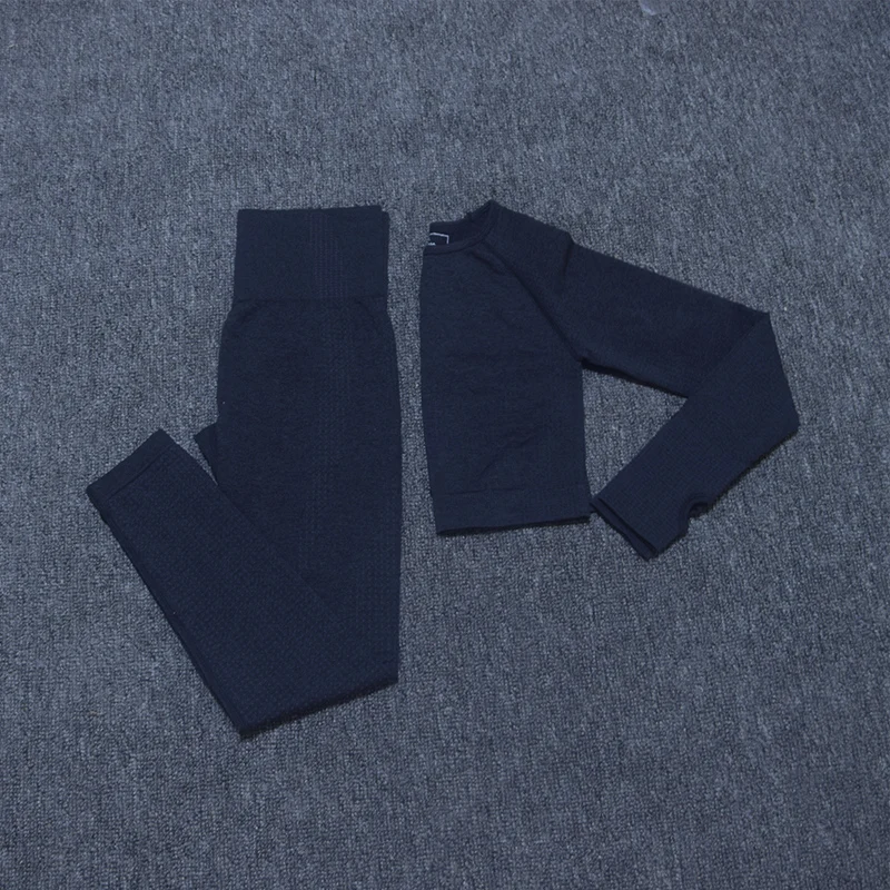 shirt pants black Vital, бесшовный комплект для йоги, женская спортивная одежда, 3 предмета, короткий топ с длинным рукавом+ леггинсы для спортзала+ спортивный бюстгальтер, женские спортивные костюмы для фитнеса - Цвет: shirt pants black