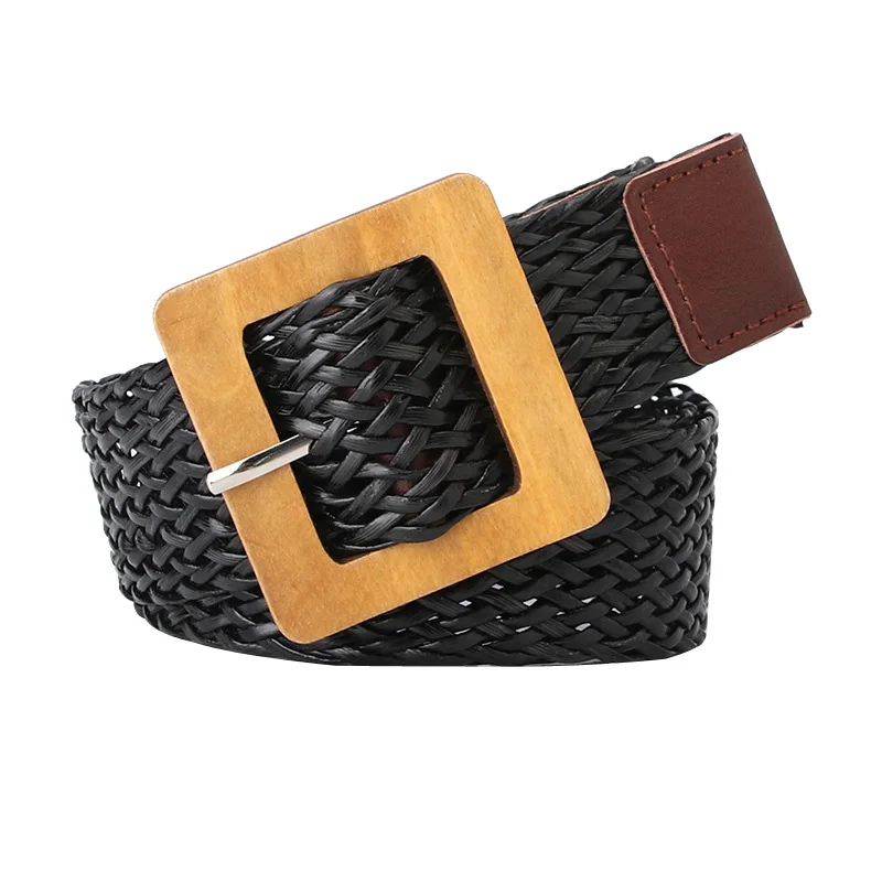 

Модный новый женский простой стильный ремень с деревянной пряжкой, ремень с классической пряжкой, модный декоративный женский ремень