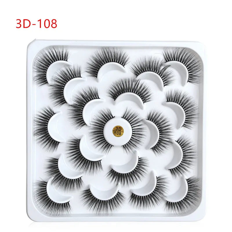 3D108 10 пар 3D норковые ресницы наращивание ресниц натуральные длинные толстые Искусственные ресницы Макияж инструмент для женщин 40#724 - Цвет: 3D108