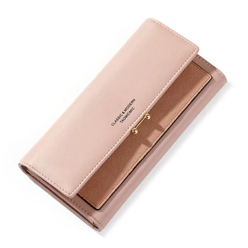 

Women's Long Clutch Wallet Trifold Coin Purse Candy Color Card Slot Holder Small Fashion Classic Hasp Female Coin Pocket