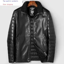 Новинка, мужская куртка из натуральной кожи, Осень-зима, козья кожа, пуховик, повседневное пальто, Veste Cuir Homme 81C96122 KJ2446
