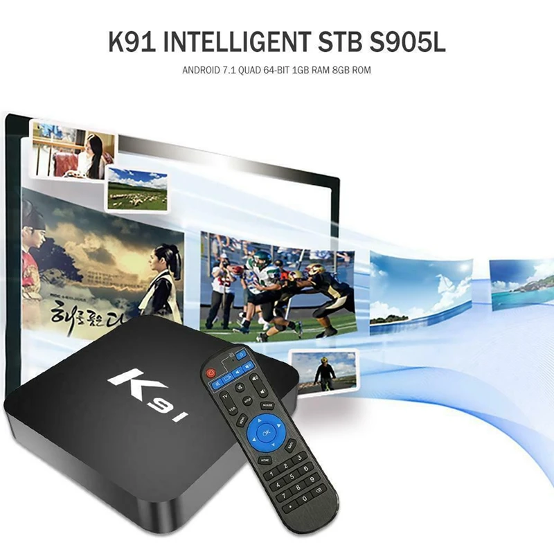 K91 S905L Android 7,1 Smart tv Box четырехъядерный 1 Гб ram 8 Гб rom BT телеприставка