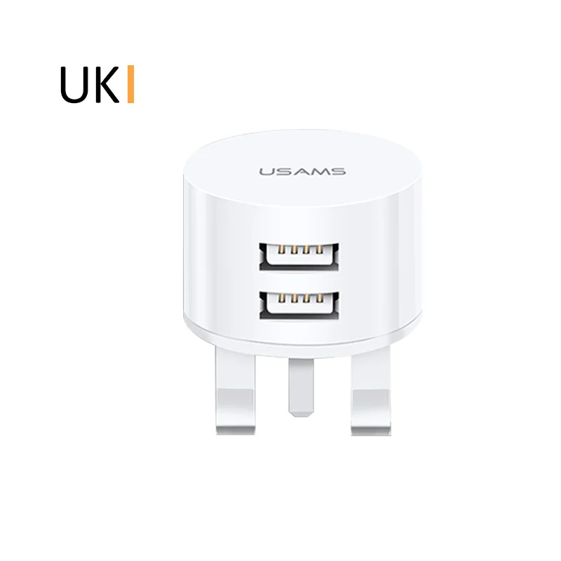 USAMS зарядное устройство для мобильного телефона iPhone samsung 2.1A 2 порта EU/UK/US вилка настенное зарядное устройство для iOS/Android зарядное устройство для мобильного телефона s - Тип штекера: Великобритания