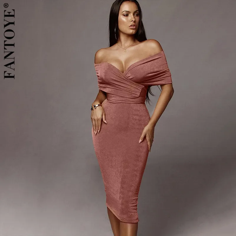Skup Fantoye nowy bandaż dwuczęściowy strój wieczorowy kobiety 2019 jesień bez ramiączek Midi obcisła sukienka elegancka impreza celebrytów klub Vestidos