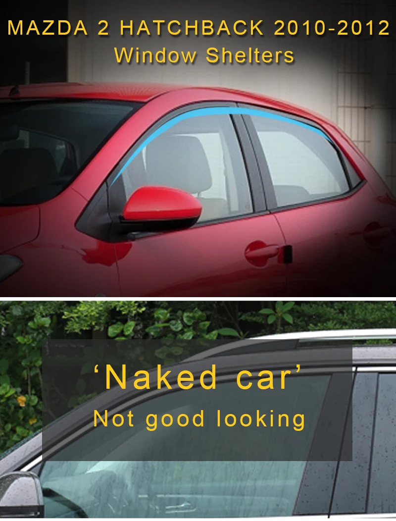 Для MAZDA 2 хэтчбек 2010 2011 2012 окна автомобиля Защита от солнца и дождя козырьки щиток Shelter Защитная крышка Накладка рамка наклейка