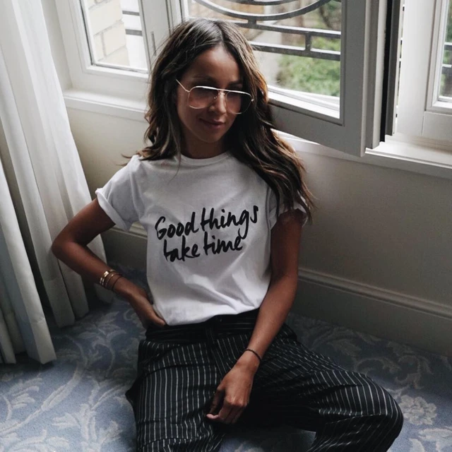 ONSEME Good Things Take Time Slogan T Shirt Women Casual Cotton Tees Gurnge  Aesthetic Letter Print T Shirts Streetwear Tshirt - AliExpress