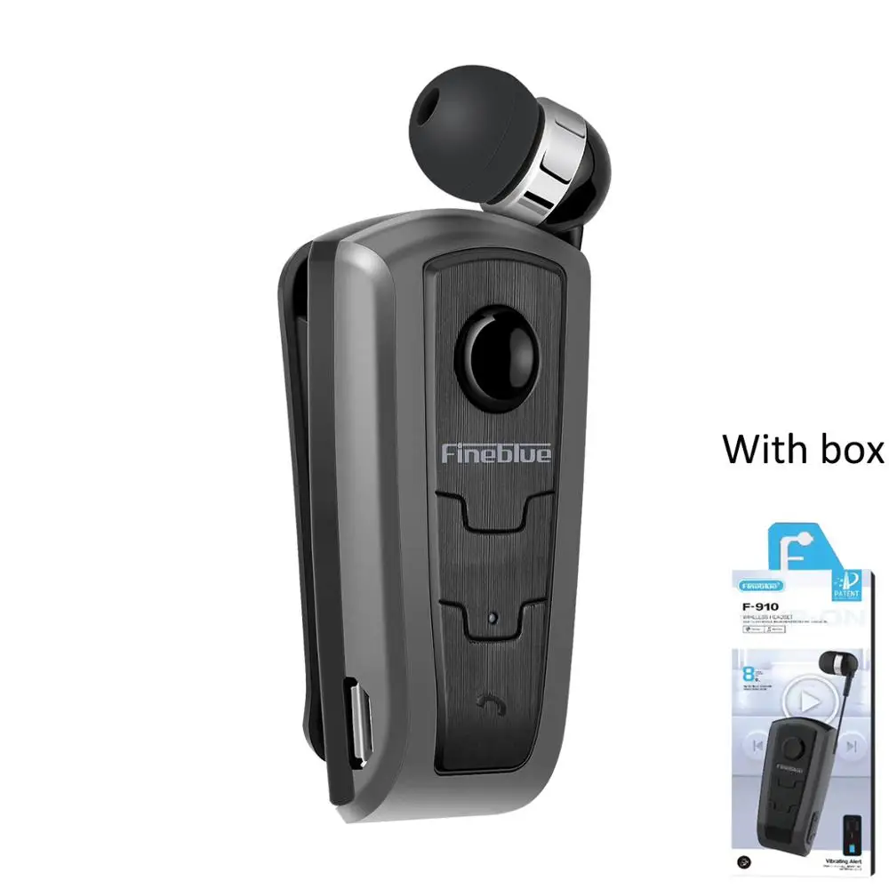 Grey with box Fineblue F910 беспроводной Bluetooth 4,0 зажим для шеи Телескопический Тип гарнитура в деловом стиле Вибрация износа клип спортивные стереонаушники UM - Цвет: Grey with box
