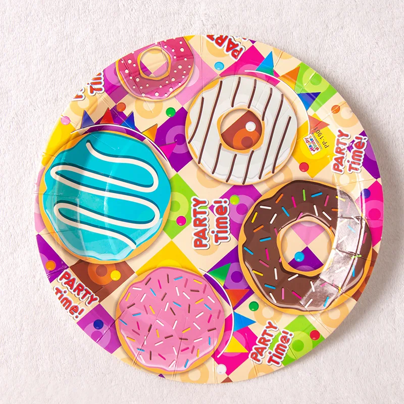 Hot Donut Theme Party Decoration Disposable Tableware Paper Cup Plate Napkins Banners girl Shower Kids Birthday Party Supplies