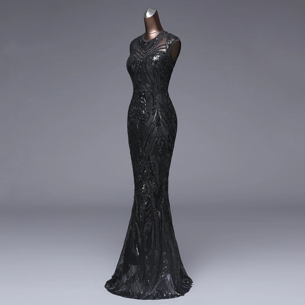Новинка, Элегантное Длинное Золотое \ синее \ черное платье с пайетками, vestido de festa, сексуальное платье русалки с открытой спиной, 088-2