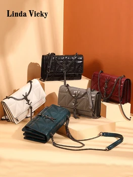 

Genuine Leather Small Square Bag 2020Fashion Luxury Brand Lady Crossbody Bags cowhide Grid Chain shoulder belt Corium Women bag