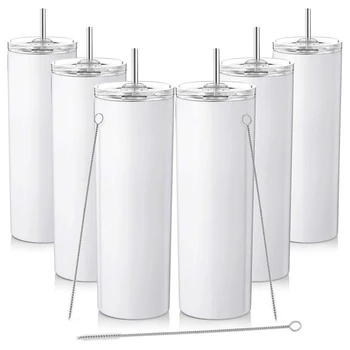 

Hot YO-6Pcs Stainless Steel Double-Insulated Water Tumbler Cup with Splash Proof Sliding Lid, 20Oz Vacuum Travel Slim Bottle