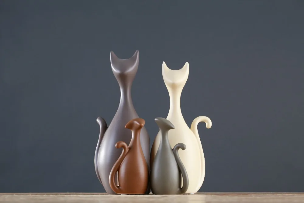 Ceramic Cat Family Ornament Set for home decoration6