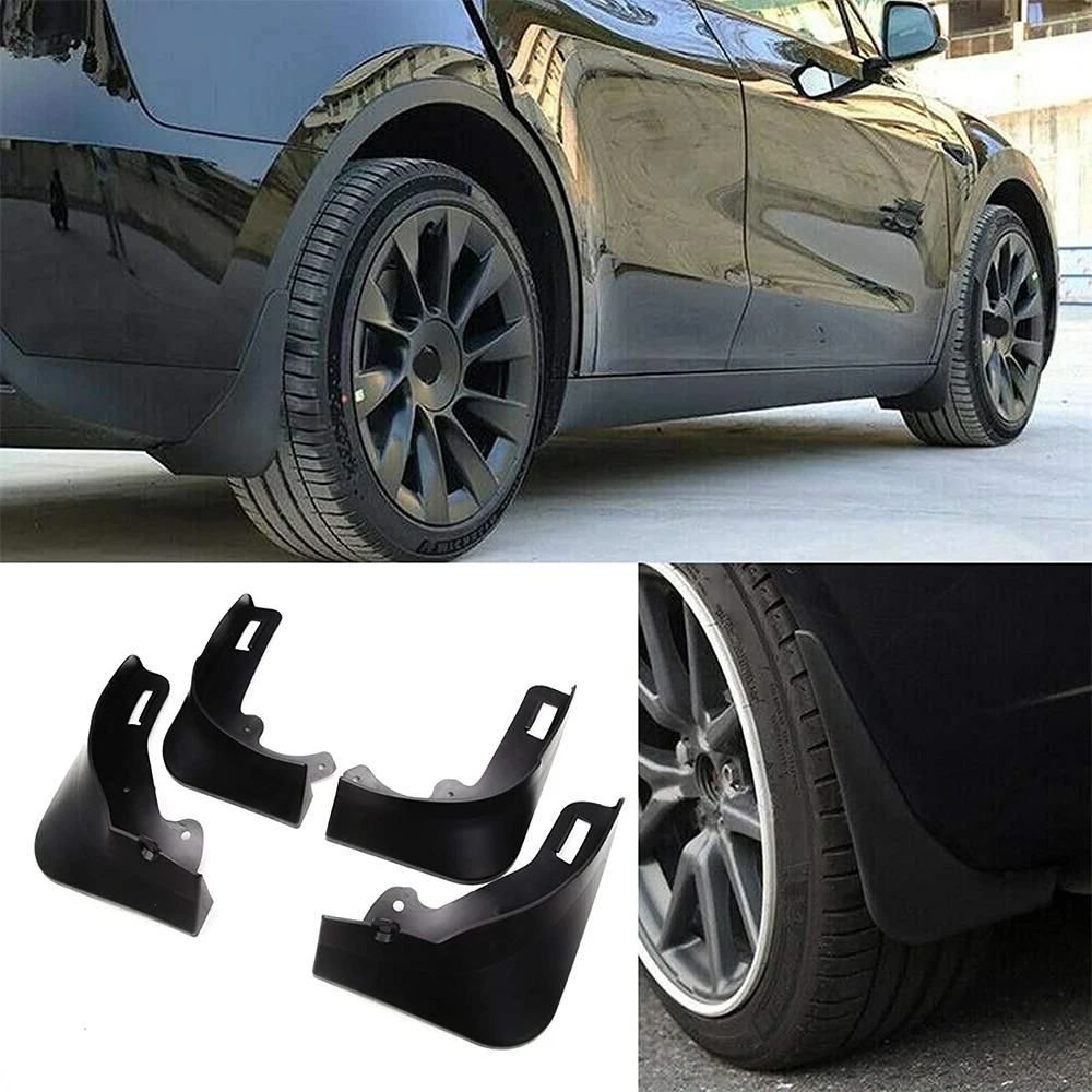 Flaps de lama fosca para Tesla, protetor de respingos, sem perfuração, acessórios, se encaixa no modelo Y, 2024-2020, Tesla Model 3, 2021-2024