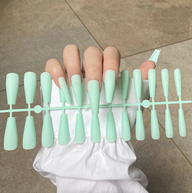 Matte Super Long Coffin False Nail Artificial Fingernails Fake Nails Nail Beauty Finger Manicure Free Shipping Items