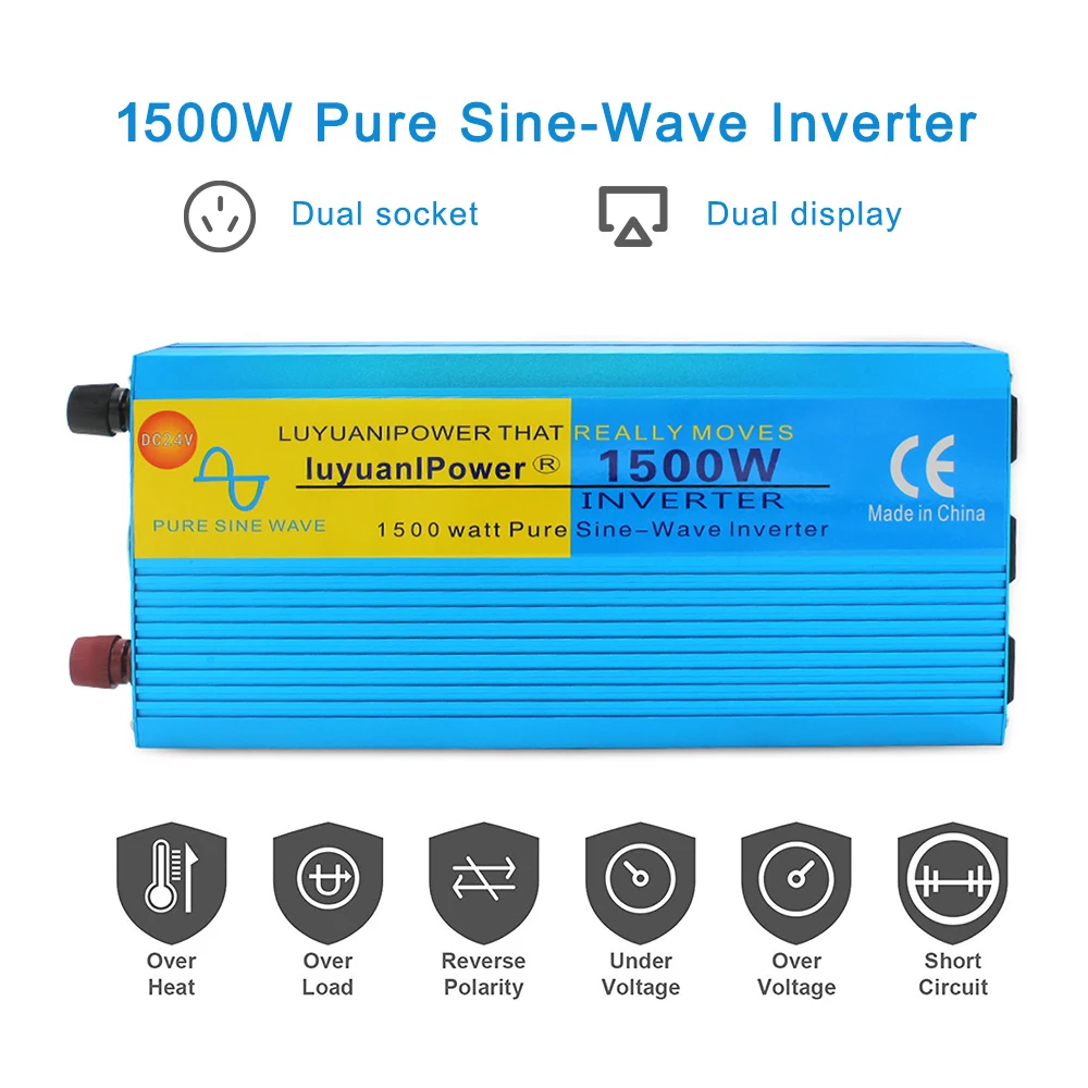 Pure Sine Wave Inverter 5000w 12V to 120V 60Hz DC to AC Converter Car Truck Camp