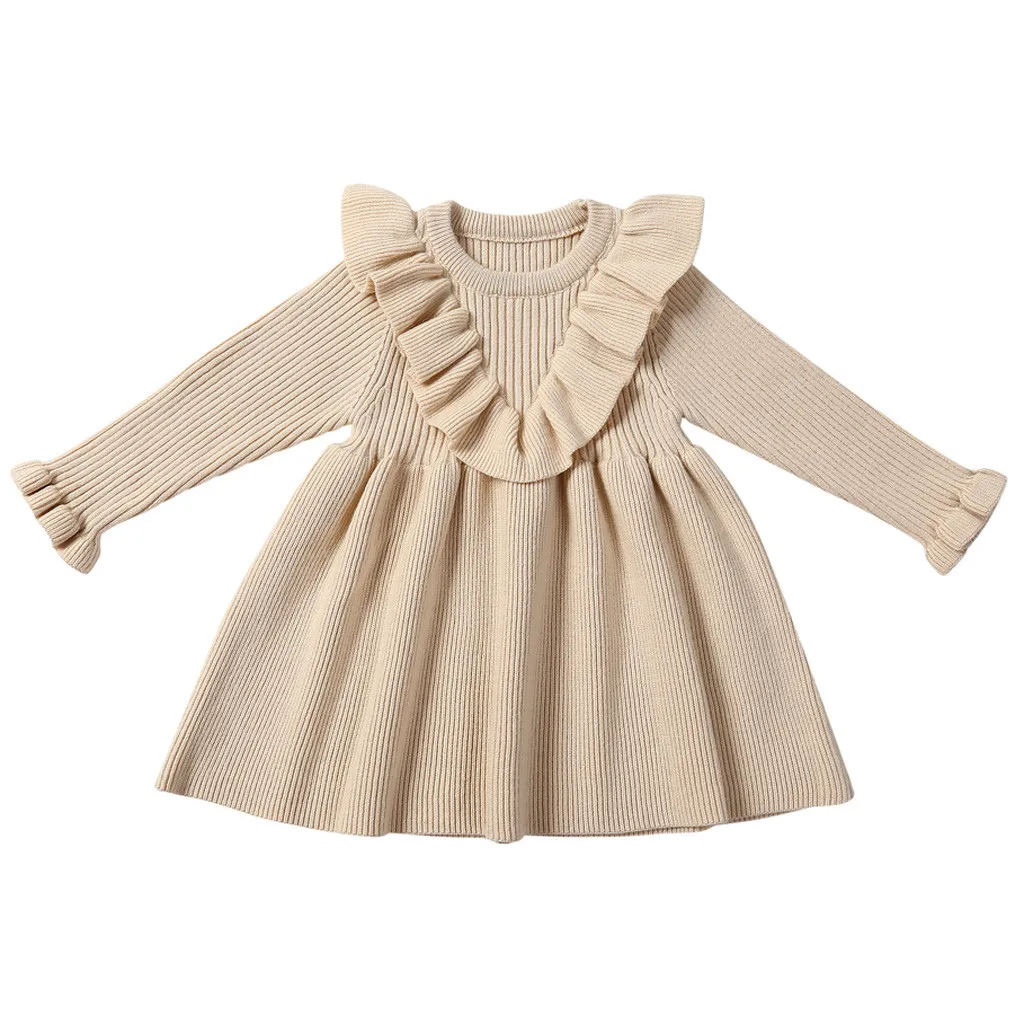 Зимние платья для маленьких девочек; зимнее вязаное платье для малышей 8 месяцев; теплое платье для малышей; вязаный свитер; Детские платья для девочек