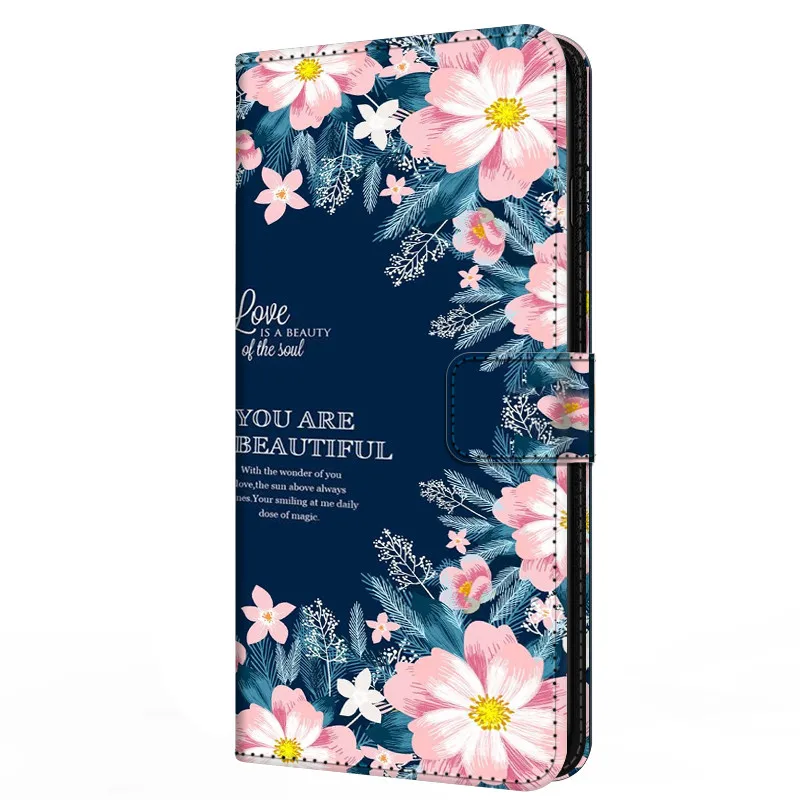 cute samsung cases Leather Flip Case For Samsung Galaxy A5 A6 A7 A8 2018 Plus Wallet Stand Book Cover Magnetic Flower Funda Capas Cute A 7 A6Plus silicone case for samsung Cases For Samsung