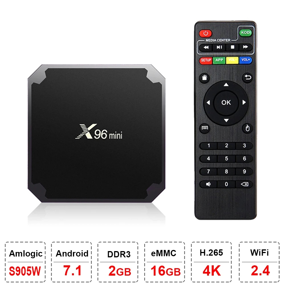 ТВ Приставка Smart TV X96mini на Android 1 ГБ/8 ГБ 2 ГБ/16 четырехъядерный Amlogic S905W поддержка 4K 4