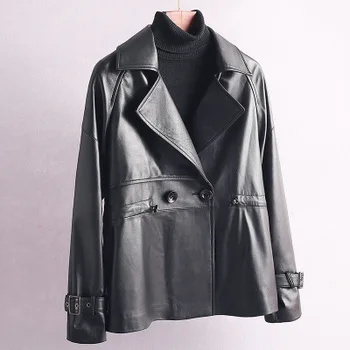 

2020 Women Spring Genuine Real Sheep Leather Jacket R21