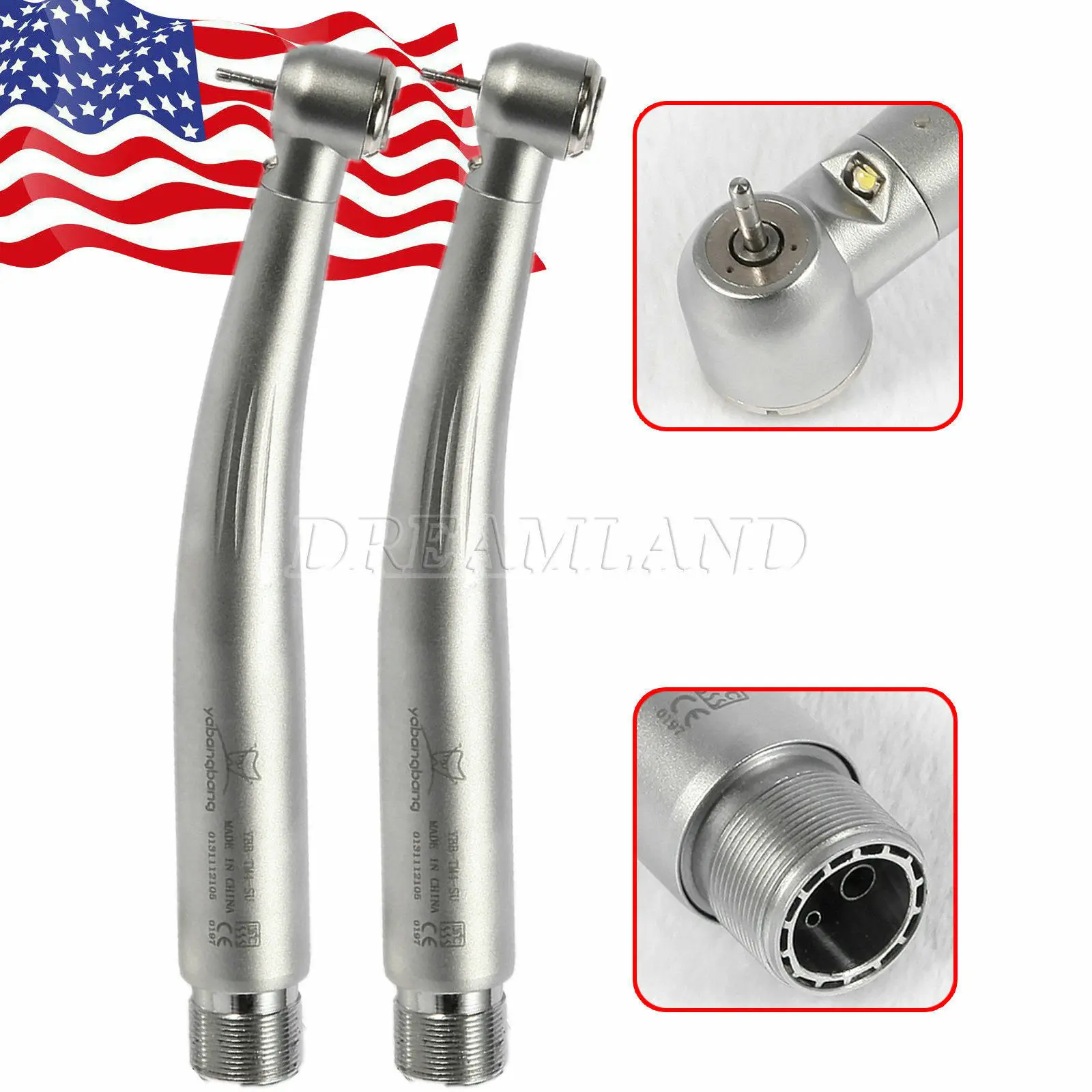 

2PCS Dental LED E-generator Push Button Turbine Internal Triple Spray High Speed Handpiece Fit KAVO 2Holes
