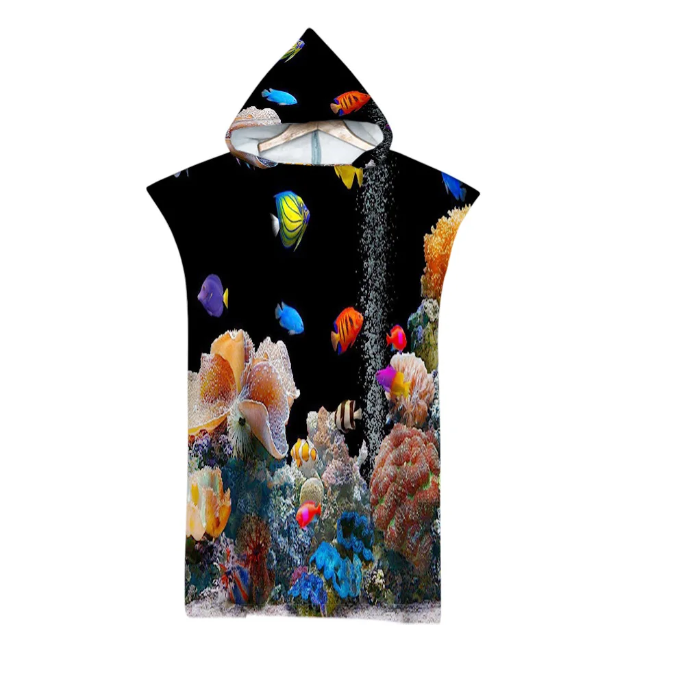 Vêtement Sport Nautique Treer Poncho Bain Adulte Microfibre - Séchage Rapide - Capuche - Unisexe Plage Surf Poncho Sport Nautique