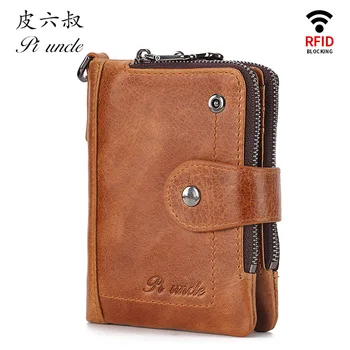 

PI UNCLE Brand Genuine Leather Casual Anti-theft Pocket Wallet Men Hasp Zipper Coin Bag Cardholder Card Case Men's Dollar Purse
