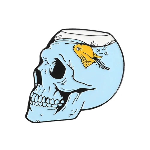 Готический брошь с дизайном «скелет» садок для рыбы розы череп смерть с косой кошка гроб эмали штырь кожаная рубашка значок Хэллоуин хип хоп модные украшения - Окраска металла: style 6