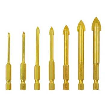 

Tile Glass Brick Wall Wood Hole Opener Versatile Industrial Grade Alloy Triangle Drill Bit Hexagonal Handle Word Set