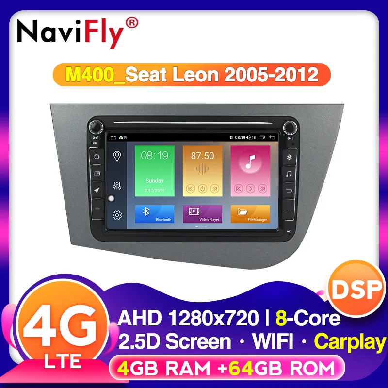 4G LTE IPS DSP 8 дюймов Android 10 автомобильное радио мультимедийный плеер для Seat Leon 2 2005 - 2011