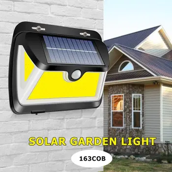 

163 LED Outdoor Solar Wall Lamp Motion Sensor Waterproof 3 Sided Lights Waterproof Solar Powered Sunlight for Garden Decoration