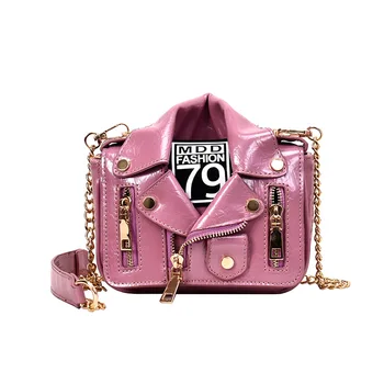 

Gothic Punk Chain Motorcycle Bags Mini Flap Women Clothing Shoulder Rivet Jacket Bags Messenger Bag Women PU Leather Handbags