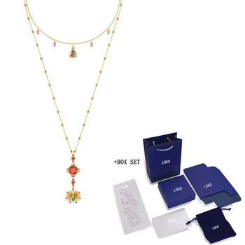 

Fashion SWA New Lucky Goddess Necklace Modern Double Shell Decorated Golden Necklace Female All-match Romantic Jewelry Gift