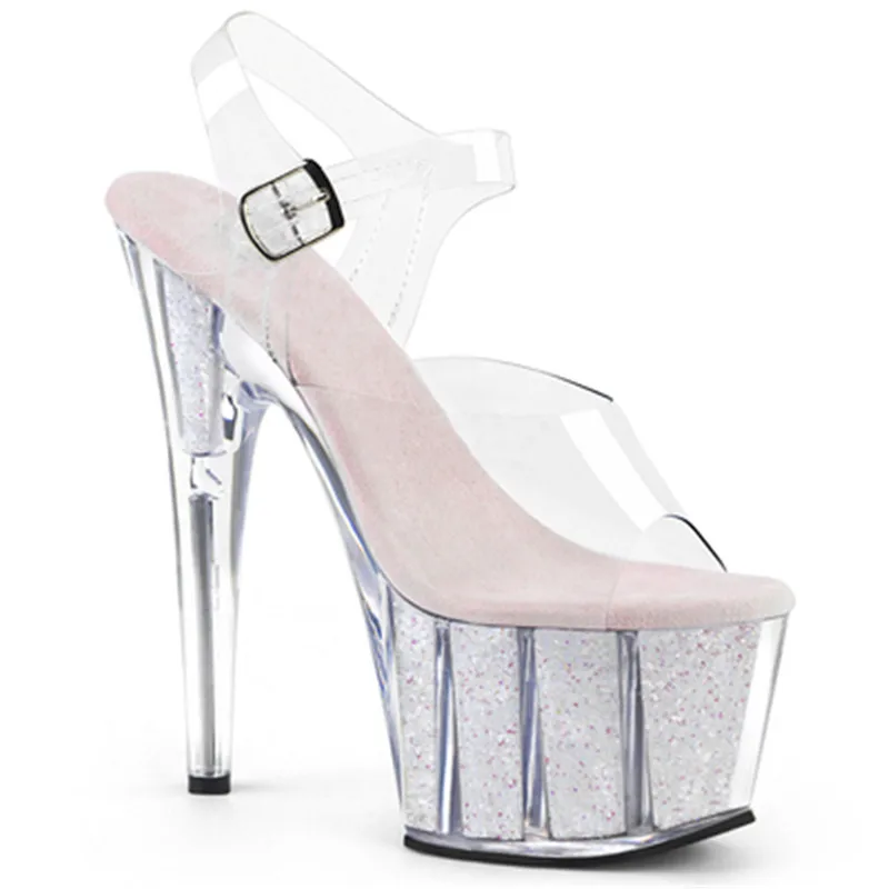 Crystal platform 15cm high heel sandals, stage show 6in high heel pole dancing performance Pole shoes