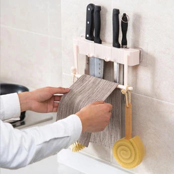 

1 PC Kitchen Plastic Wall Mounted Portable High Quality Multifunction Shelf Knife Holder Hanging Holders Storage Rack