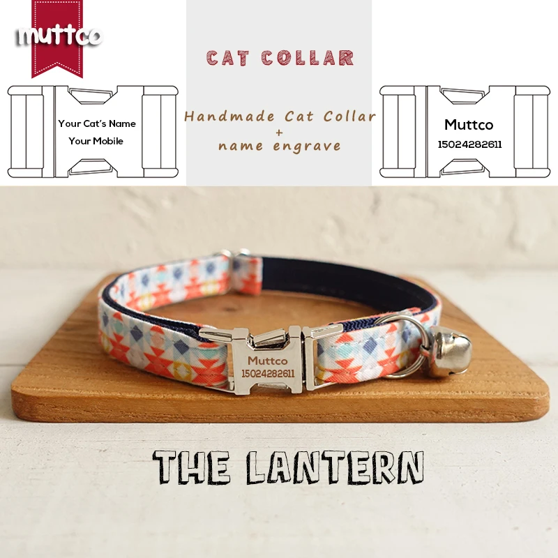 

MUTTCO розничная торговля воротник в британском стиле ручной работы с гравировкой металлическая пряжка кошачий воротник фонарь модный кошачий воротник 2 размера UC056