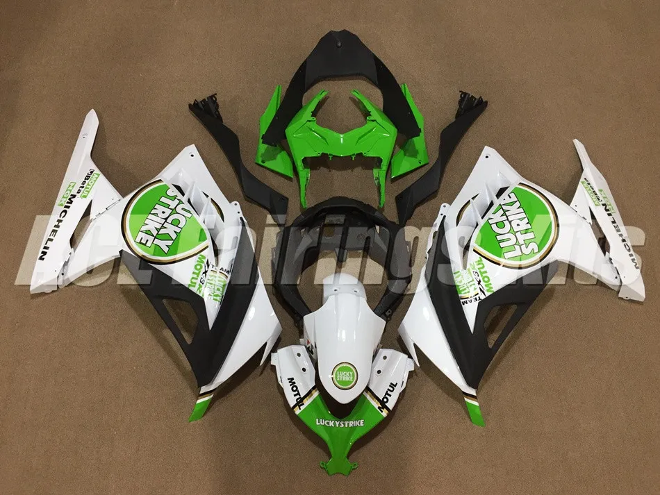 Топ ABS обтекатель комплект подходит для Kawasaki Ninja300 EX300 300R 2013 13 14 15 16 Обтекатели набор на заказ зеленый lucky