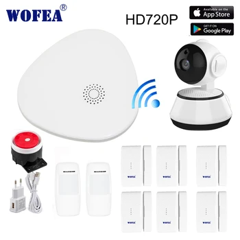 

wofea wifi gataway v10 APP & phone call security kits with 720P wifi camera security alarm system smart home