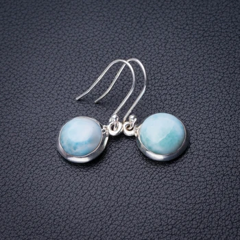

StarGems Natural Caribbean Larimar Handmade 925 Sterling Silver Earrings 1.25" D6660