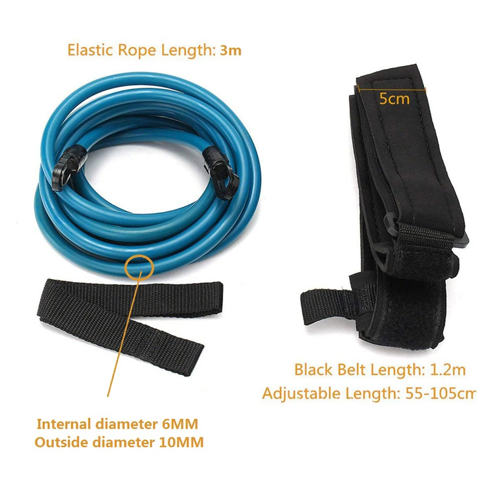 Swimming Resistance Belt Swim Training Band Swim Elastic Exerciser Belt with One Waist Strap One mesh Storage Bag