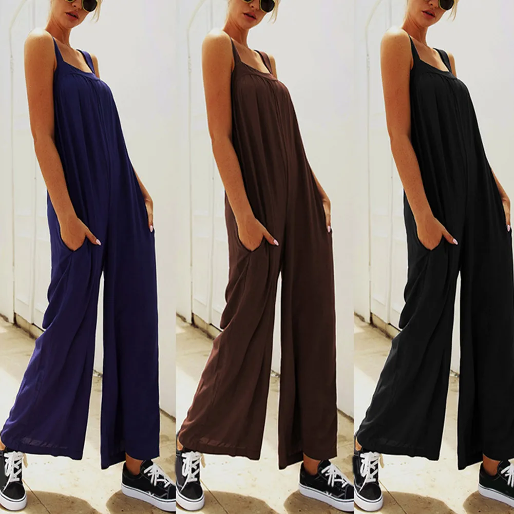 spaghetti neck long jumpsuit