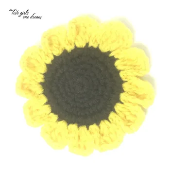 

Handmade placemat cup coaster mug kitchen Christmas round table place mat cloth lace Crochet sunflower tea doily dining pad