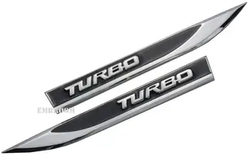 

2pcs TURBO Car Emblems, 3D Metal Car Side Fender Rear Trunk Emblem Badge Sticker Decals Replacement for Universal Car