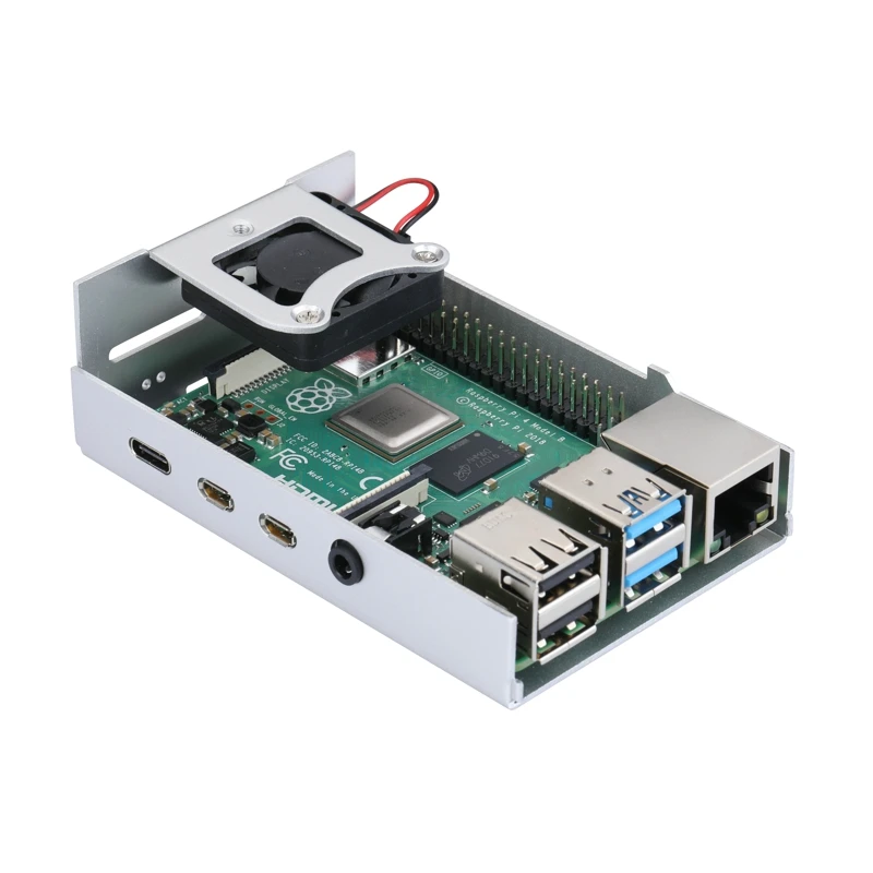 Raspberry Pi 4 Алюминиевый чехол с охлаждающим вентилятором серебристый корпус черный металлический ящик для RPI 4 Модель B