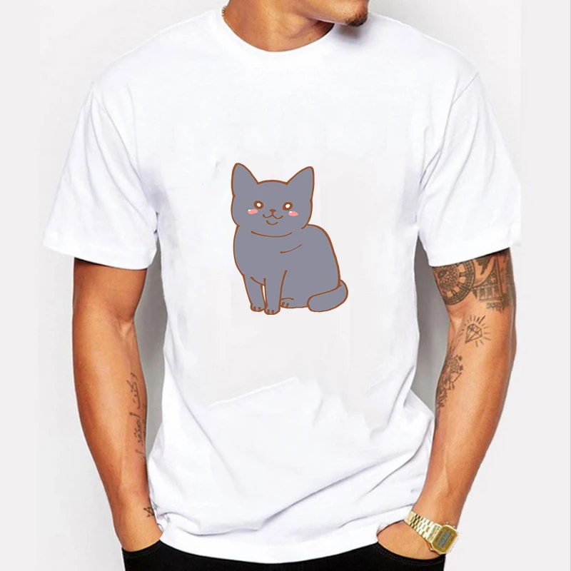 

Hip Hop Blouse Men's Sportswear T Shirt Men Harajuku Men's Black Cat Printed T-Shirts Summer 2019 Printed Cotton White T-shirt