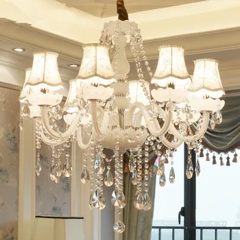 

European white living room crystal chandelier bedroom restaurant chandelier villa simple modern interior light fixture E14